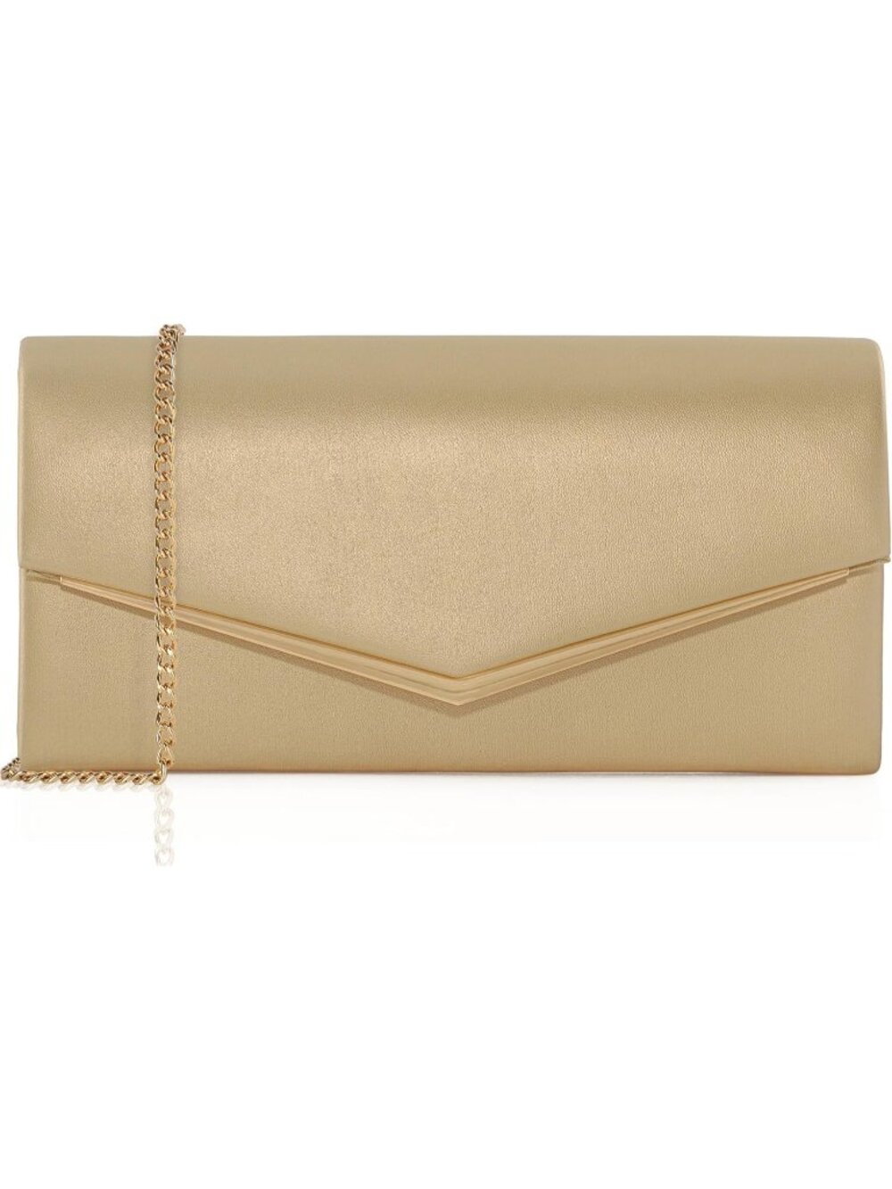 Women's Gold Vegan Leather Envelope Clutch Purse Elegant Evening Handbag